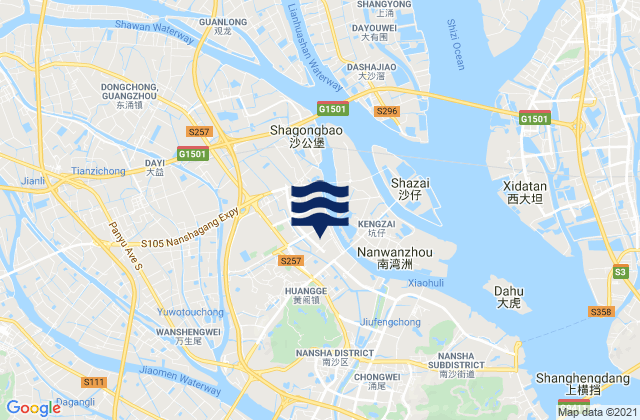 Carte des horaires des marées pour Huangge, China