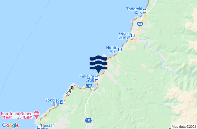Carte des horaires des marées pour Hukaura, Japan