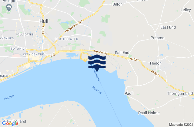Carte des horaires des marées pour Hull (King George Dock), United Kingdom
