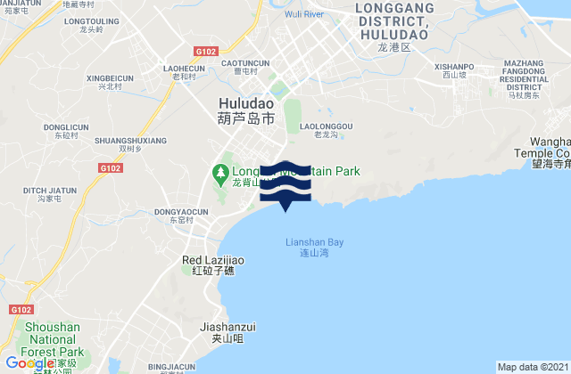 Carte des horaires des marées pour Huludao, China