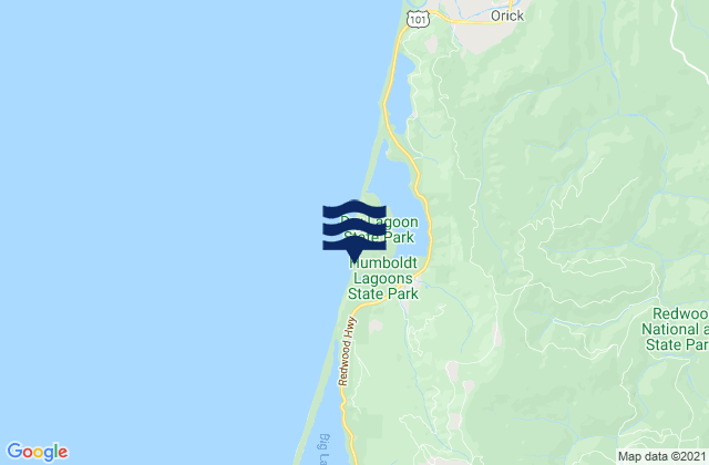 Carte des horaires des marées pour Humboldt Lagoons State Park, United States