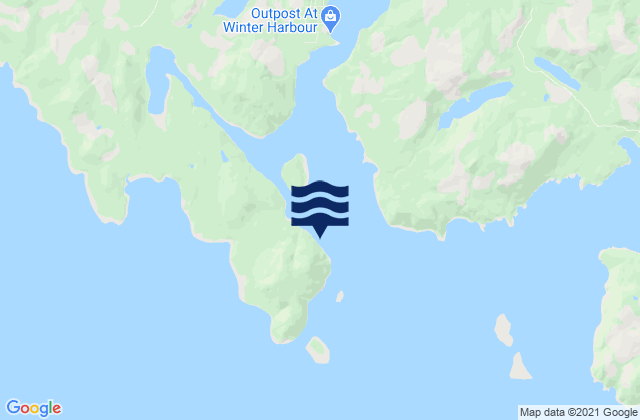 Carte des horaires des marées pour Hunt Islets, Canada