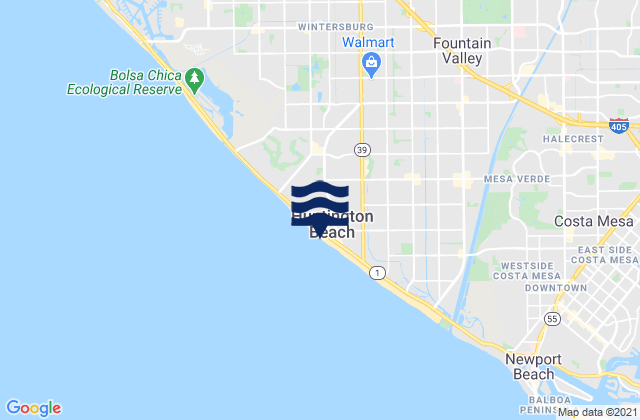Carte des horaires des marées pour Huntington Beach, United States