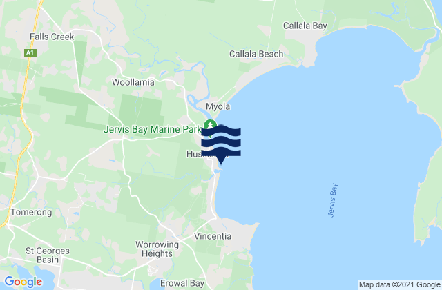 Carte des horaires des marées pour Huskisson Beach, Australia