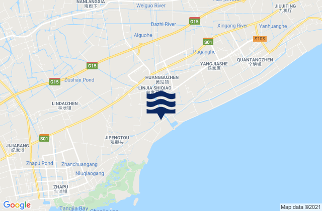 Carte des horaires des marées pour Huxiaoqiao, China