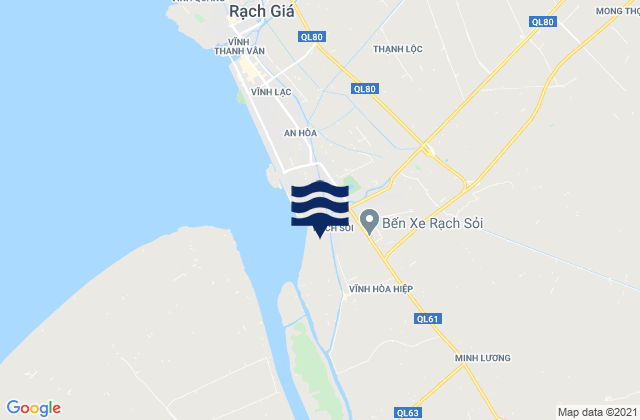 Carte des horaires des marées pour Huyện Châu Thành, Vietnam