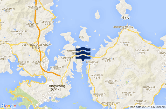 Carte des horaires des marées pour Hyonnaeryang-haehyop (Chinhae-man), South Korea