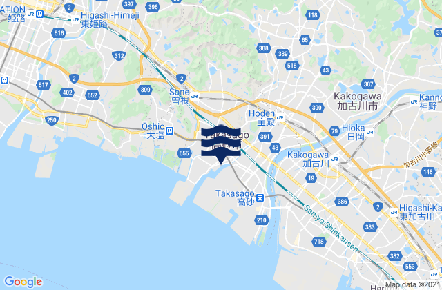 Carte des horaires des marées pour Hyōgo, Japan