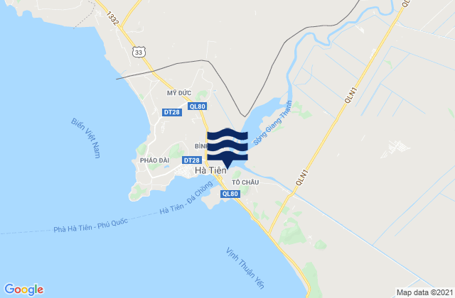 Carte des horaires des marées pour Hà Tiên, Vietnam