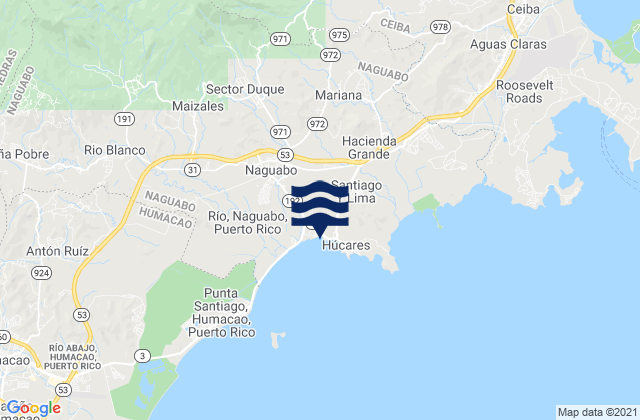 Carte des horaires des marées pour Húcares Barrio, Puerto Rico