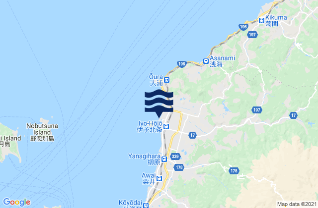 Carte des horaires des marées pour Hōjō, Japan