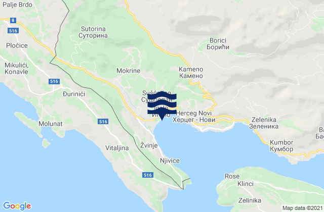 Carte des horaires des marées pour Igalo, Montenegro