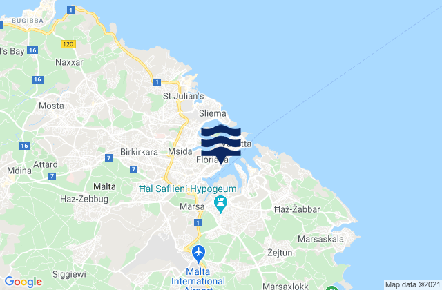 Carte des horaires des marées pour Il-Furjana, Malta