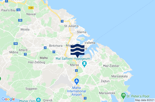 Carte des horaires des marées pour Il-Marsa, Malta