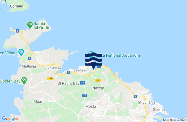 Carte des horaires des marées pour Il-Mosta, Malta