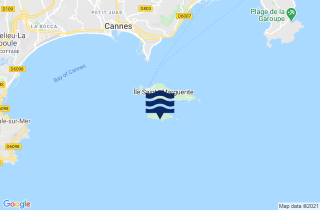 Carte des horaires des marées pour Ile St Honorat, France