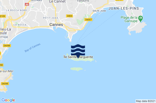 Carte des horaires des marées pour Ile Ste Marguerite, France