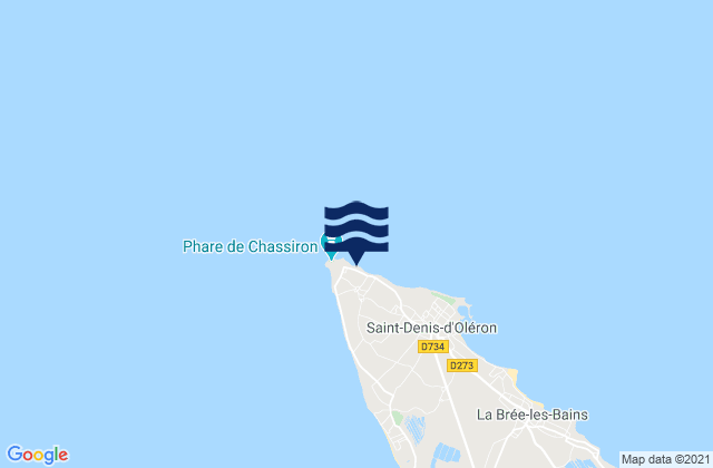 Carte des horaires des marées pour Ile d'Oleron - Chassiron, France