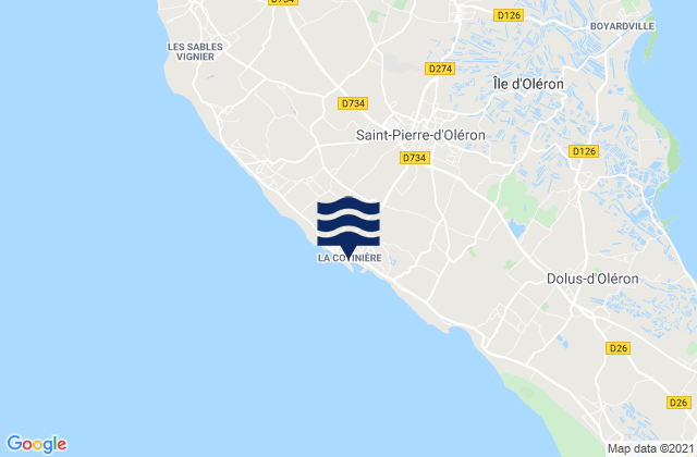 Carte des horaires des marées pour Ile d'Oleron - La Cotiniere, France