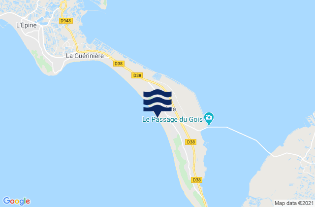 Carte des horaires des marées pour Ile de Noirmoutier - Barbatre, France