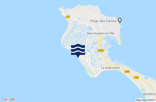 Carte des horaires des marées pour Ile de Noirmoutier, France