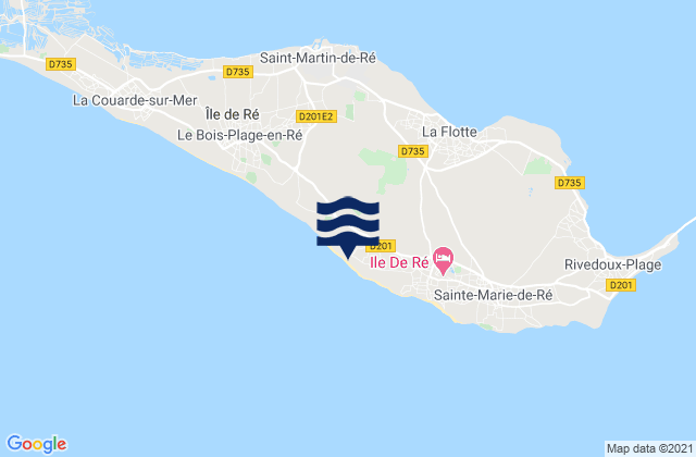 Carte des horaires des marées pour Ile de Re - Les Grenettes, France