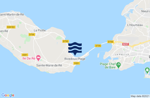 Carte des horaires des marées pour Ile de Re - Rivedoux, France