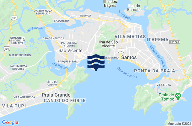 Carte des horaires des marées pour Ilha Porchat, Brazil