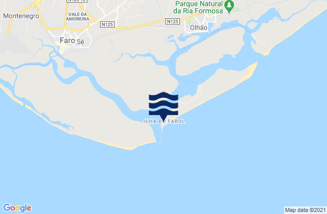 Carte des horaires des marées pour Ilha do Farol, Portugal