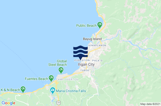 Carte des horaires des marées pour Iligan, Philippines