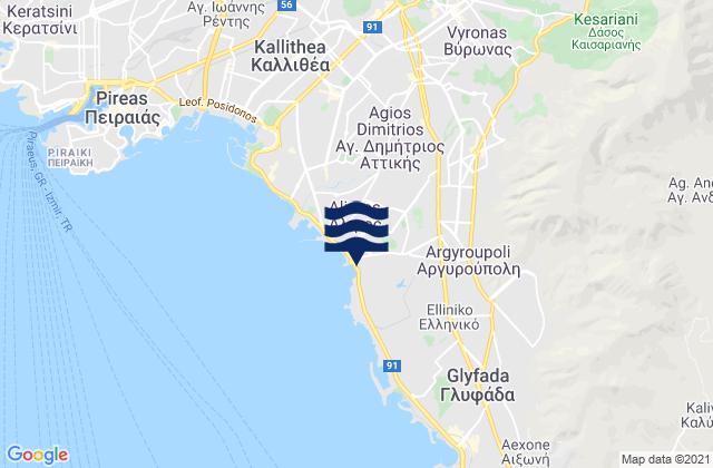 Carte des horaires des marées pour Ilioúpoli, Greece