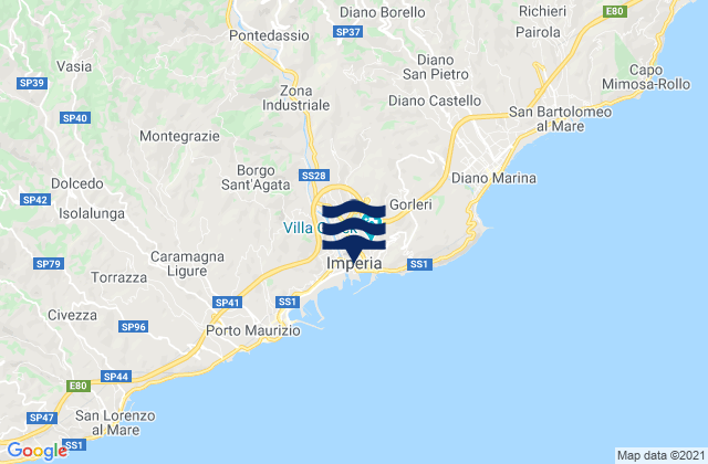 Carte des horaires des marées pour Imperia, Italy