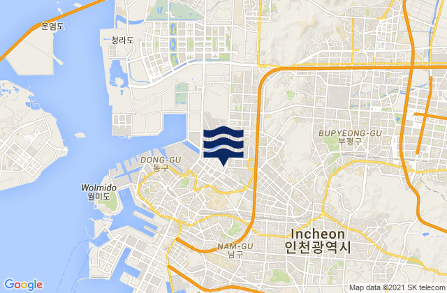 Carte des horaires des marées pour Incheon, South Korea