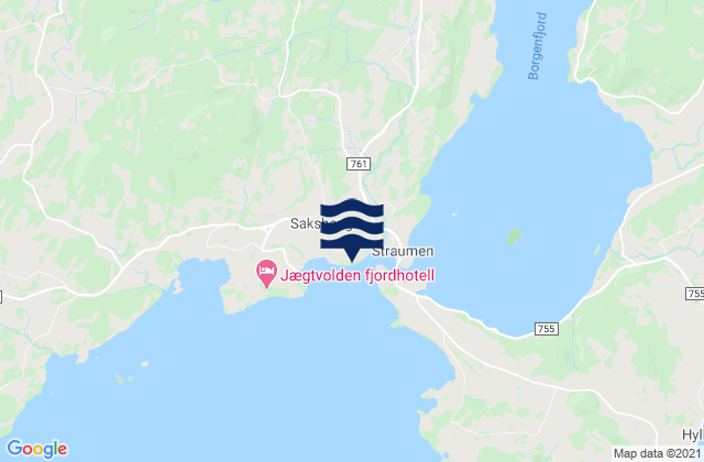 Carte des horaires des marées pour Inderøy, Norway