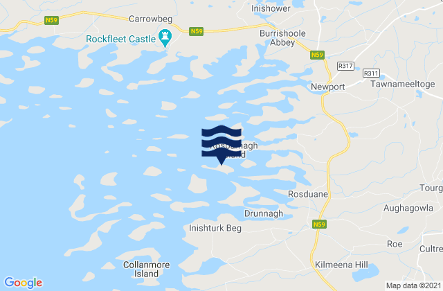 Carte des horaires des marées pour Inishdaff, Ireland