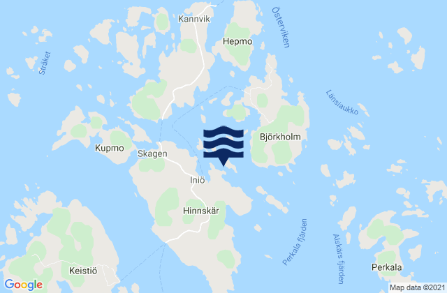 Carte des horaires des marées pour Iniö, Finland