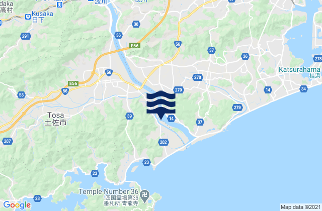 Carte des horaires des marées pour Ino, Japan