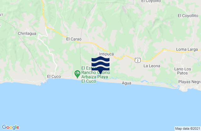 Carte des horaires des marées pour Intipucá, El Salvador