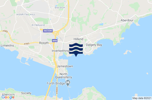 Carte des horaires des marées pour Inverkeithing Bay, United Kingdom