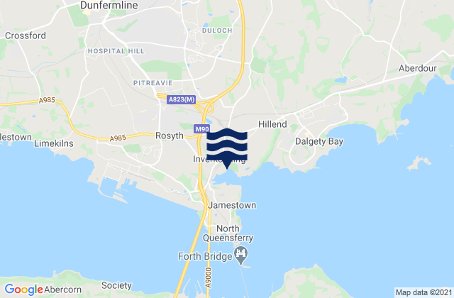Carte des horaires des marées pour Inverkeithing, United Kingdom