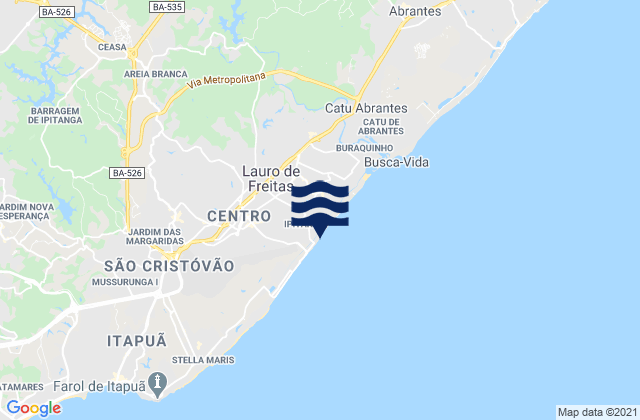Carte des horaires des marées pour Ipitanga, Brazil