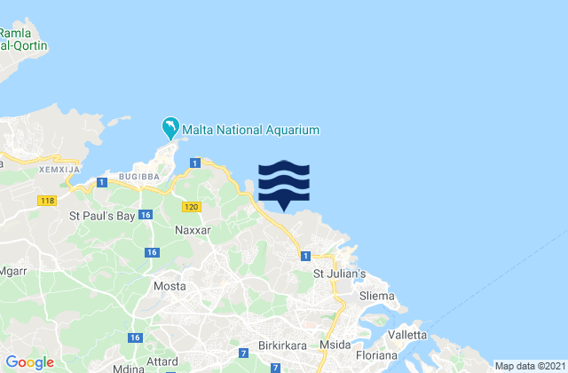 Carte des horaires des marées pour Is-Swieqi, Malta