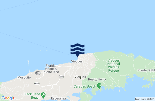 Carte des horaires des marées pour Isabel Segunda Vieques Island, Puerto Rico