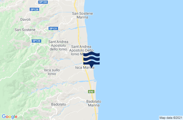 Carte des horaires des marées pour Isca Marina, Italy