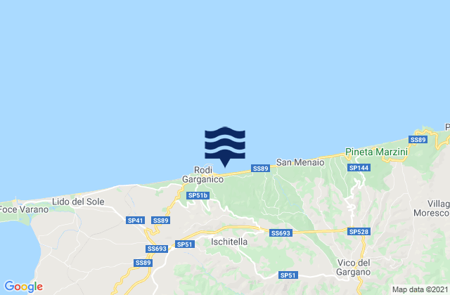 Carte des horaires des marées pour Ischitella, Italy