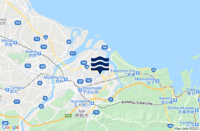 Carte des horaires des marées pour Ise-shi, Japan