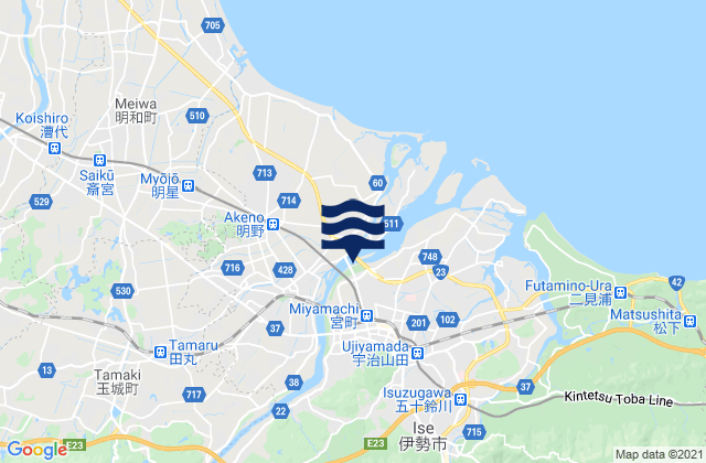 Carte des horaires des marées pour Ise, Japan