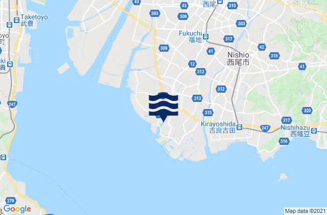 Carte des horaires des marées pour Ishiki, Japan