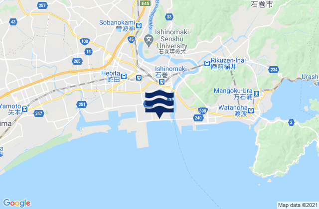 Carte des horaires des marées pour Ishinomaki, Japan