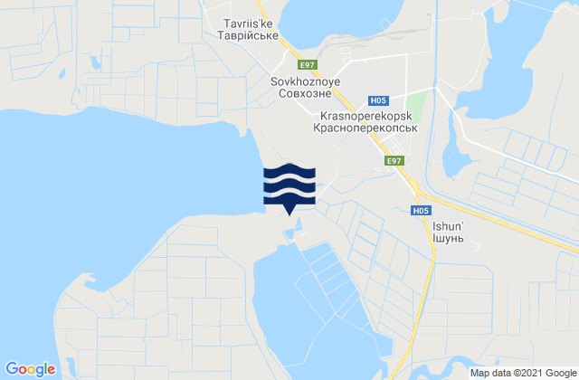 Carte des horaires des marées pour Ishun’, Ukraine